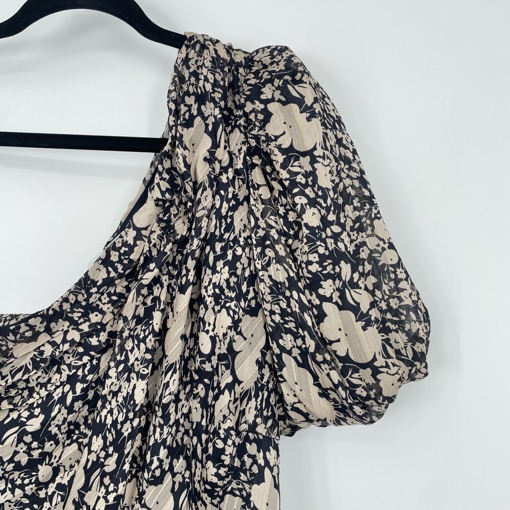ASTR the Label Women Black Ivory Santorini Floral One Shoulder Midi Dress Size M - Picture 7 of 14